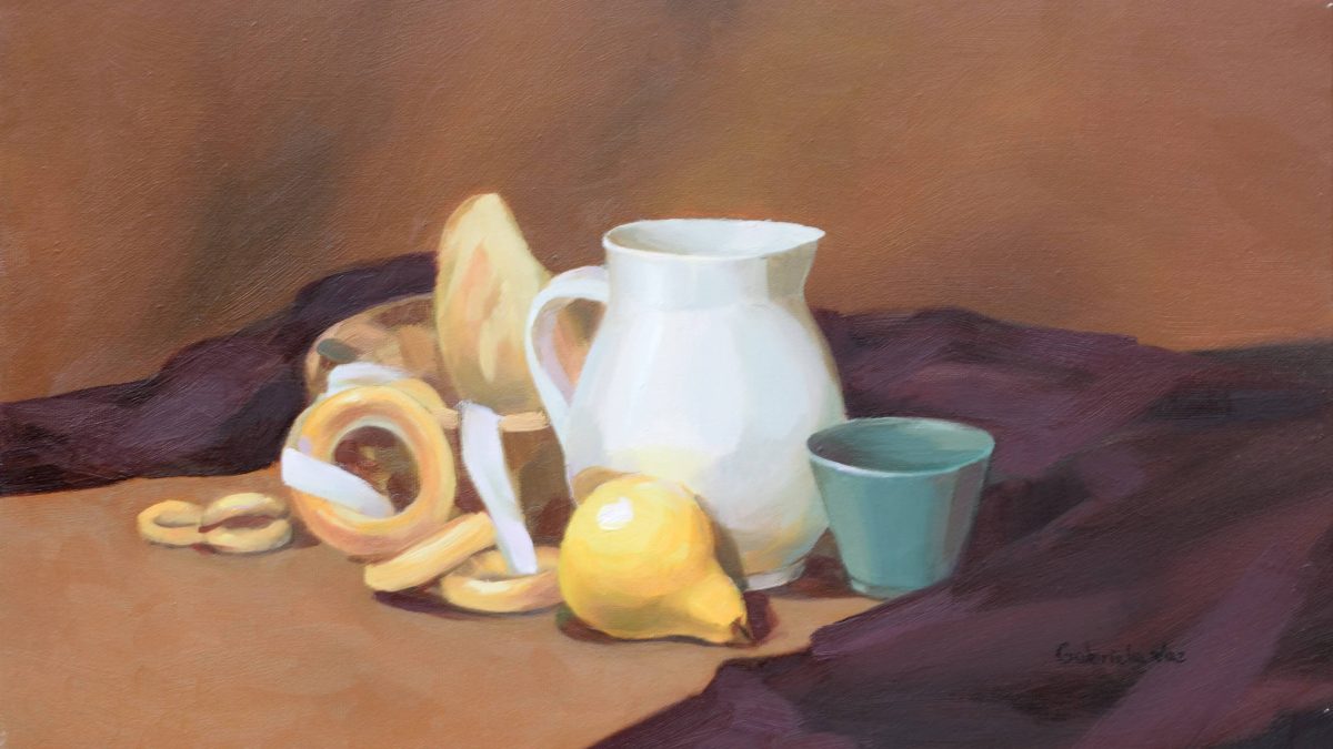 Basket of Bread, Jug and Pear