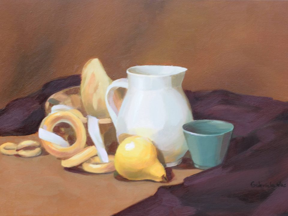 Basket of Bread, Jug and Pear