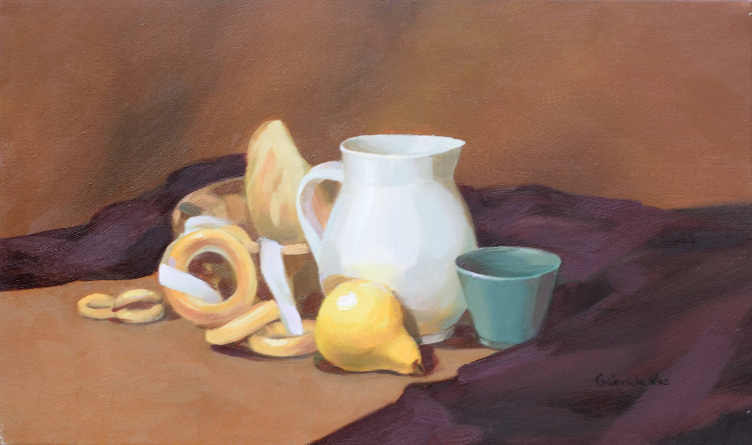 Basket of Bread, Jug and Pear