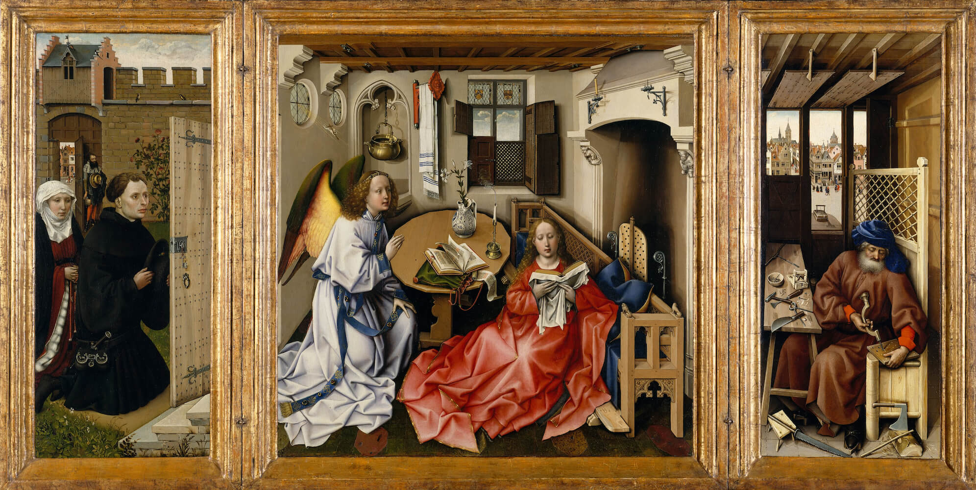 Robert Campin, Triptych with the Annunciation, Merode Altarpiece