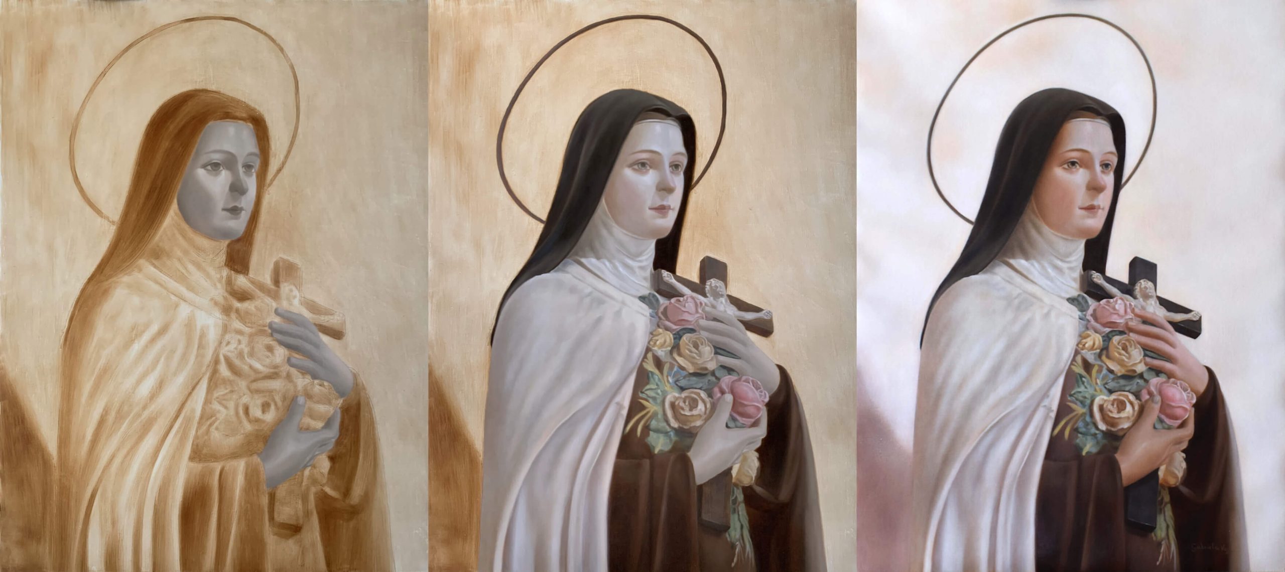 Saint Therese of the Child Jesus painting process