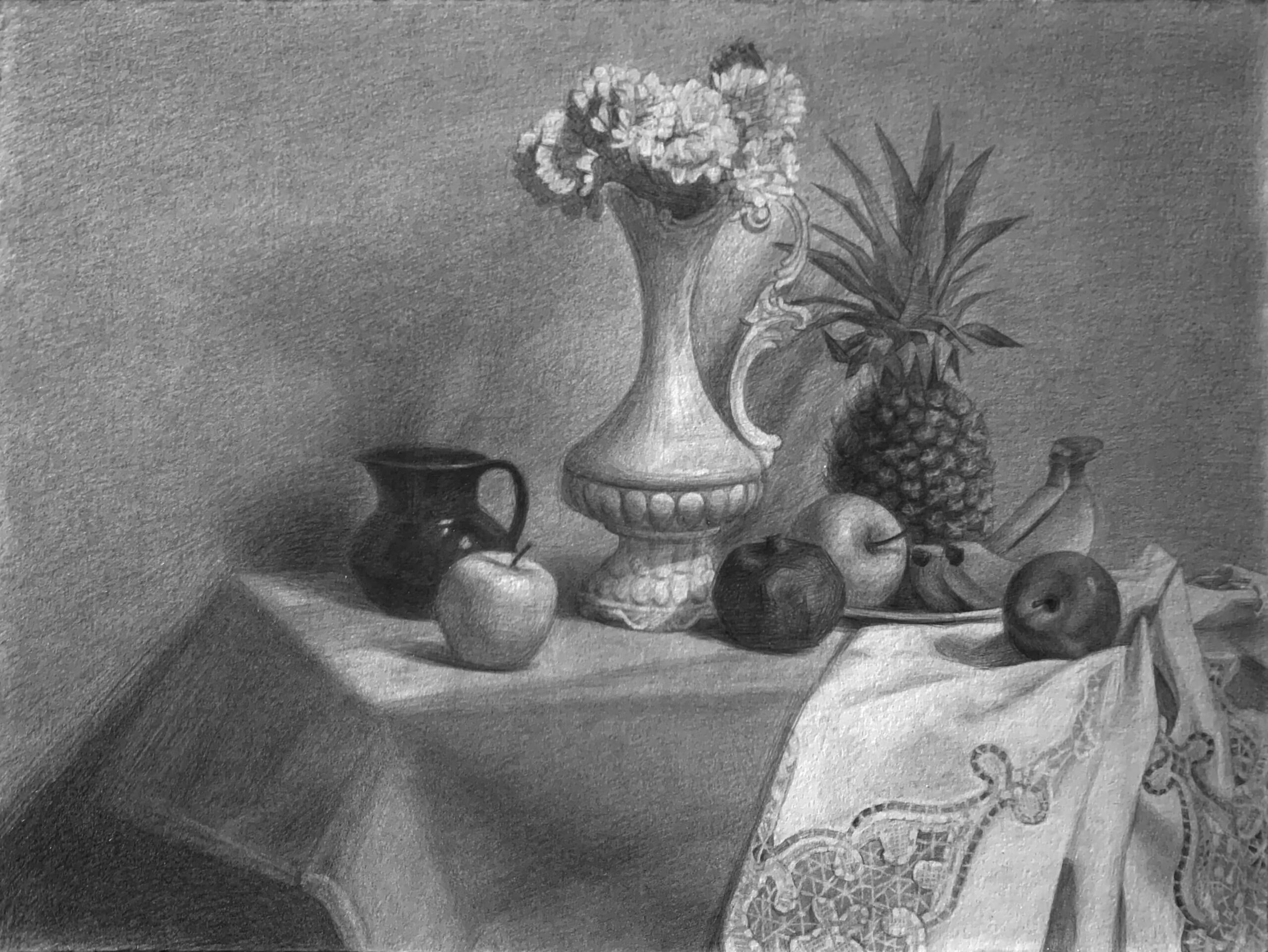 Vase with Flowers and Fruits